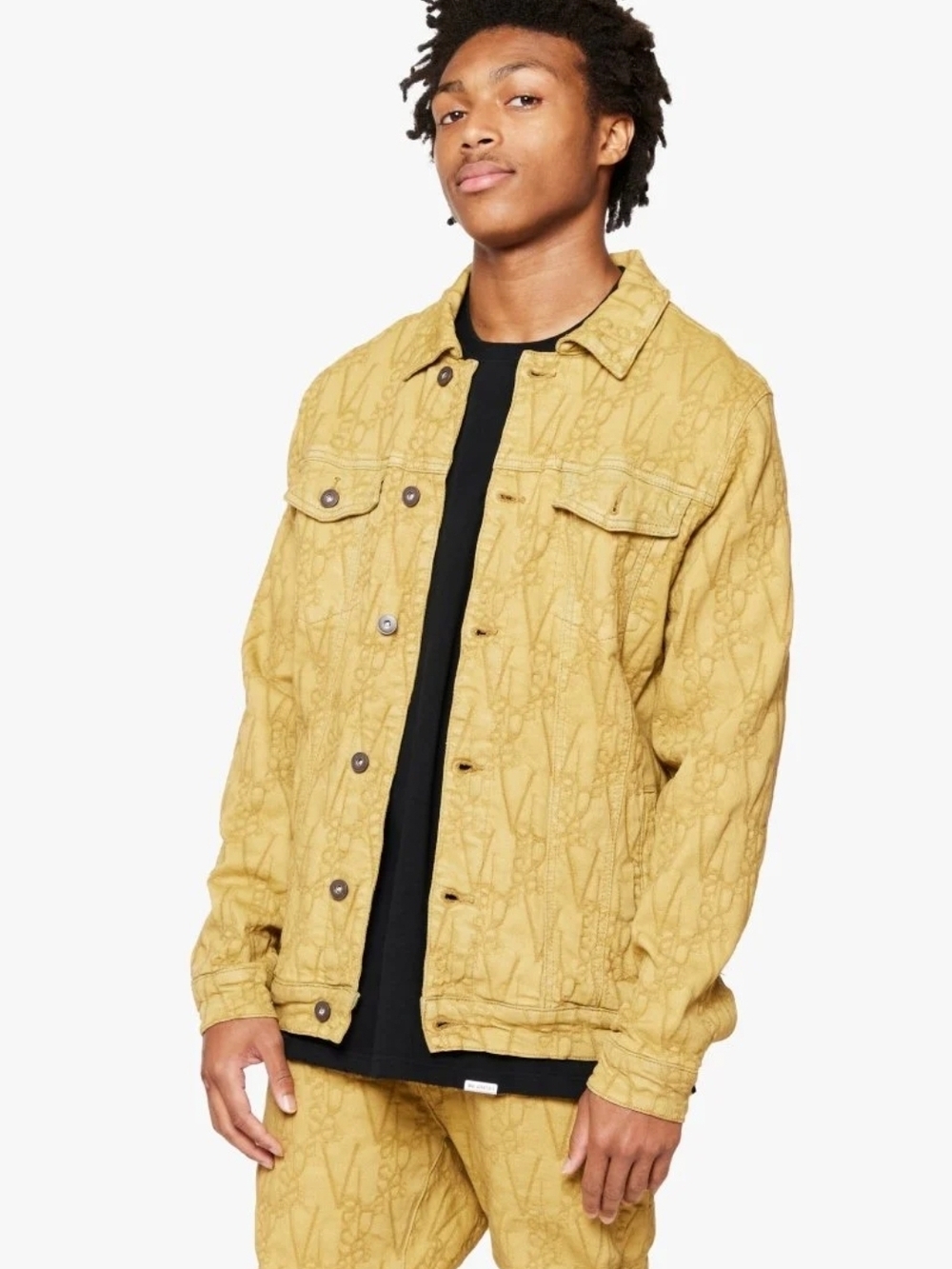 NEW!!! Valabasas Men's Denim Mustard Jacket - Casual Button-Up, NWT, Sz 2X